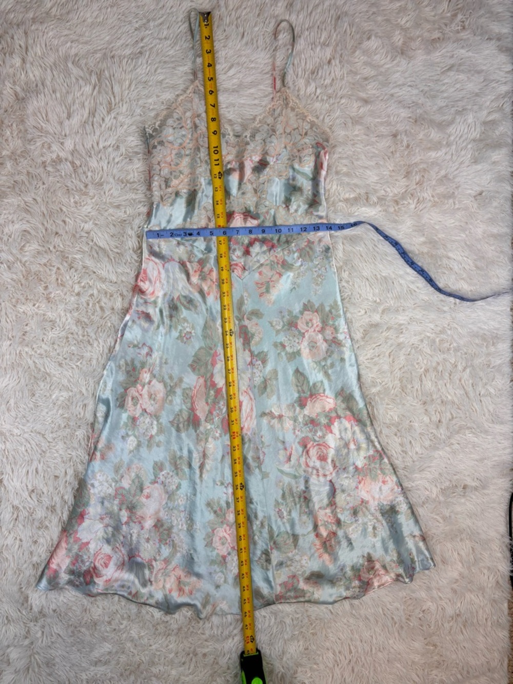 Vintage Victoria’s Secret Long Satin Slip Dress Floral Lace Trim Gold Label S - Picture 8 of 9